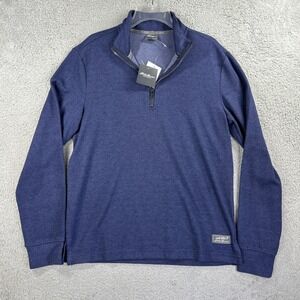 Eddie Bauer Sweater‎ Mens Medium Blue Lounge  1/4 Zip Pullover Soft Comfort NEW